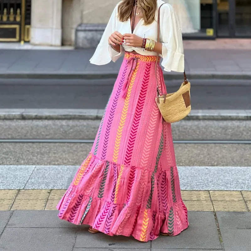 Women's Skirt Casual Simple Style Streetwear Multicolor Midi Dress Holiday Selfie