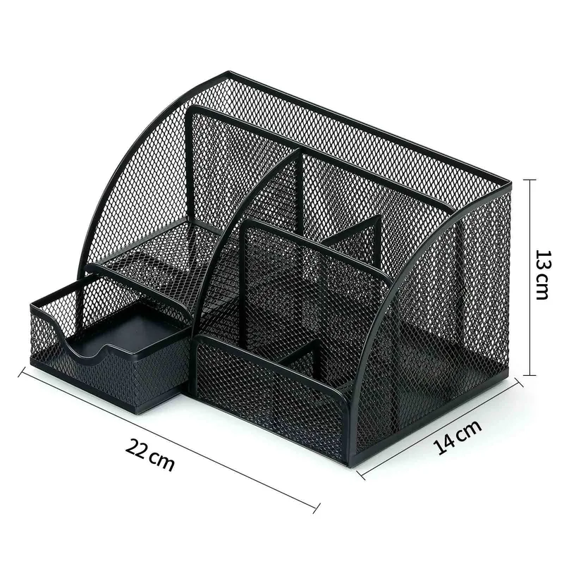 Metal Pen Holder Office Supplies Creative Unique Desktop Hollow Storage Box Combination Stationery Organizer Box