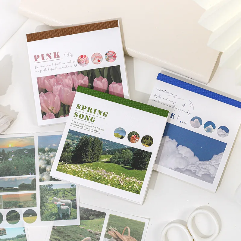 Fresh Artistic Oil Painting Scenery Series Paper Sticker Book Women's Diary Decoration Material 6 Styles