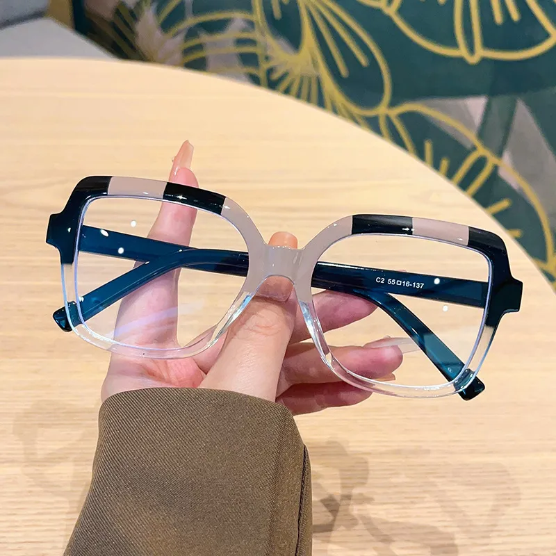Simple Style Color Block Leopard Ac Square Full Frame Glasses