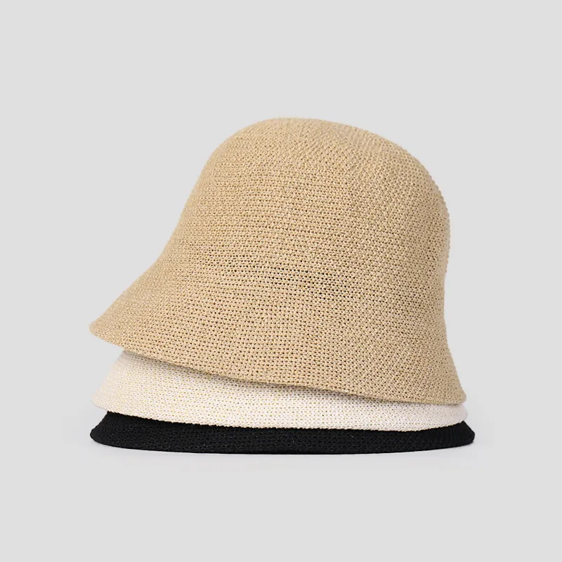 Women's Vacation Classic Style Solid Color Curved Eaves Bucket Hat