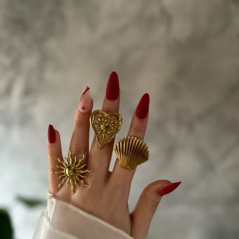 Vintage Style Classic Style Sun Heart Shape 304 Stainless Steel Plating 18K Gold Plated Women's Open Rings