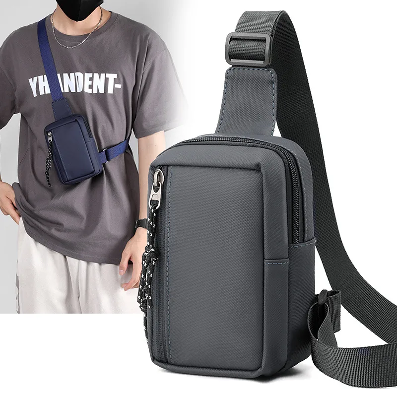 Men's Nylon Solid Color Streetwear Sewing Thread Square Zipper Fanny Pack