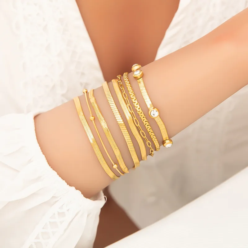 Elegant Solid Color 304 Stainless Steel Women's Bracelets