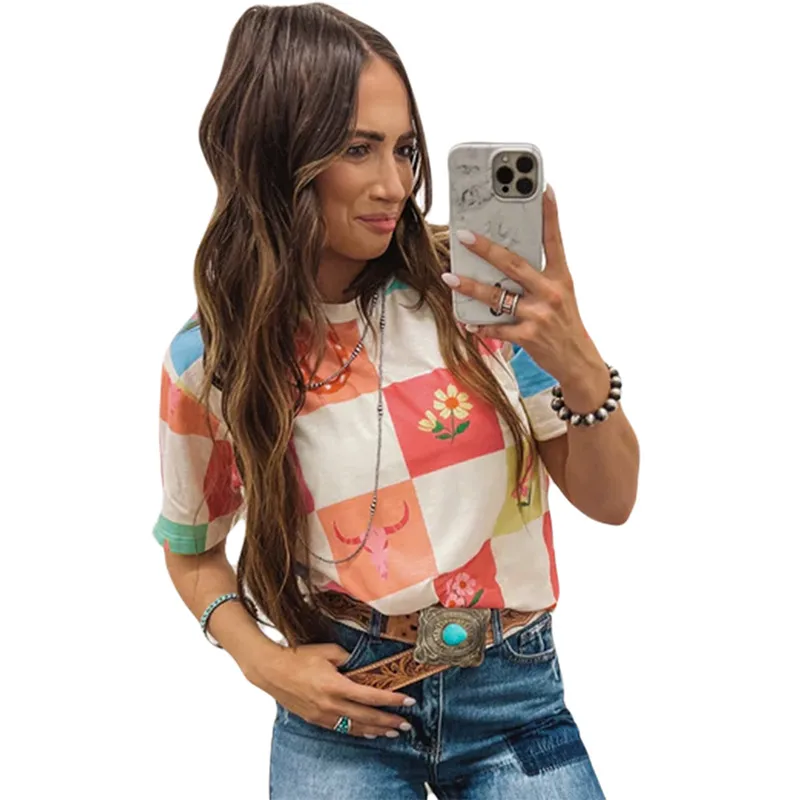 Women's T-shirt Short Sleeve T-Shirts Casual Simple Style Streetwear Flower