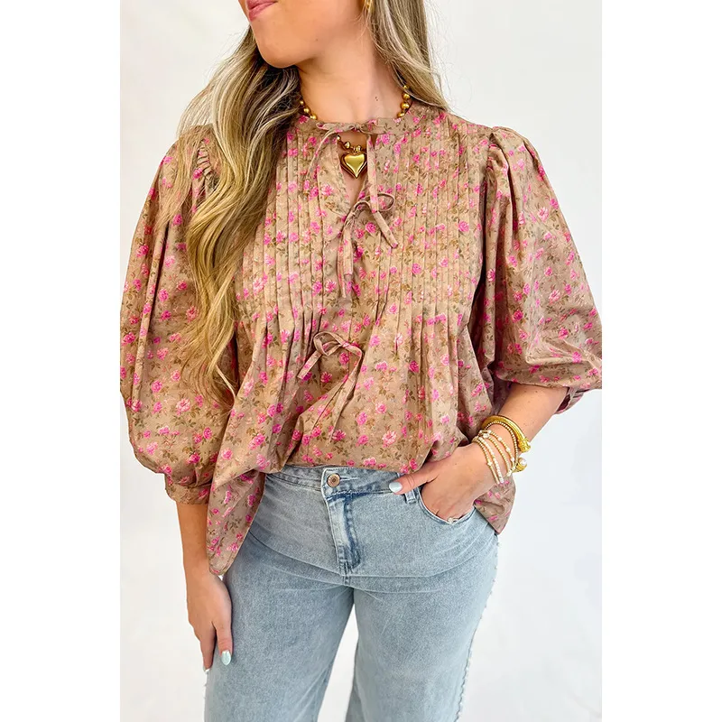 Women's Blouse 3/4 Length Sleeve Blouses Casual Simple Style Streetwear Floral