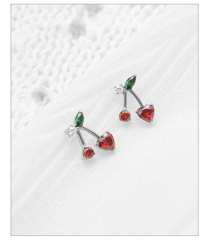1 Piece Vacation Simple Style Fruit Inlay F136 Titanium Alloy 5A Zircon Ear Studs