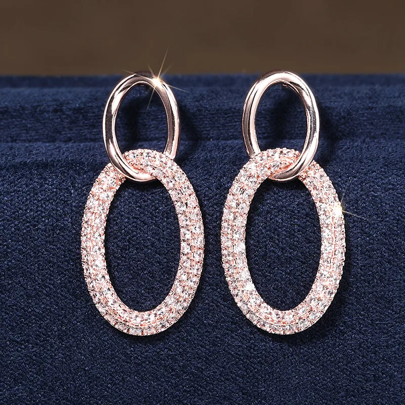 1 Pair Elegant Modern Style Geometric Copper Zircon Earrings