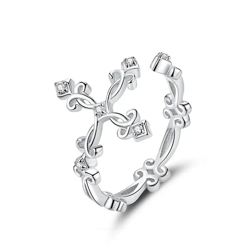 Retro Classic Style Cross Copper Women's Open Rings