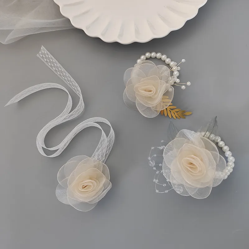 Bridesmaid Wrist Flower Bride Wedding Sisters Group Handed Flower Wedding Mori Style Beautiful Super Fairy Bracelet Wedding Supplies 5429