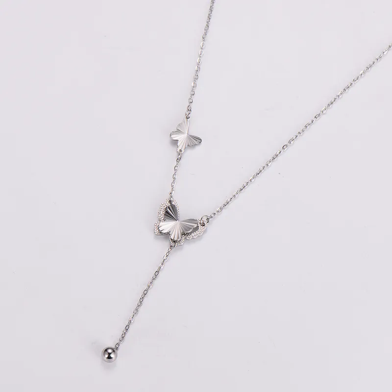 Casual Simple Style Round Butterfly 304 Stainless Steel Women's Necklace