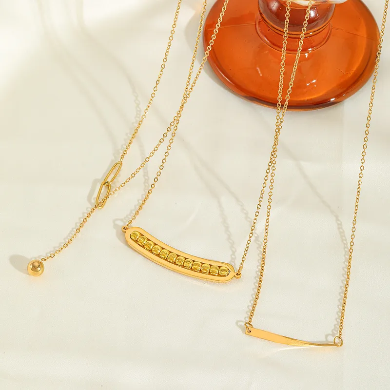 Commute Solid Color 316 Stainless Steel  Plating 18K Gold Plated Women's Pendant Necklace