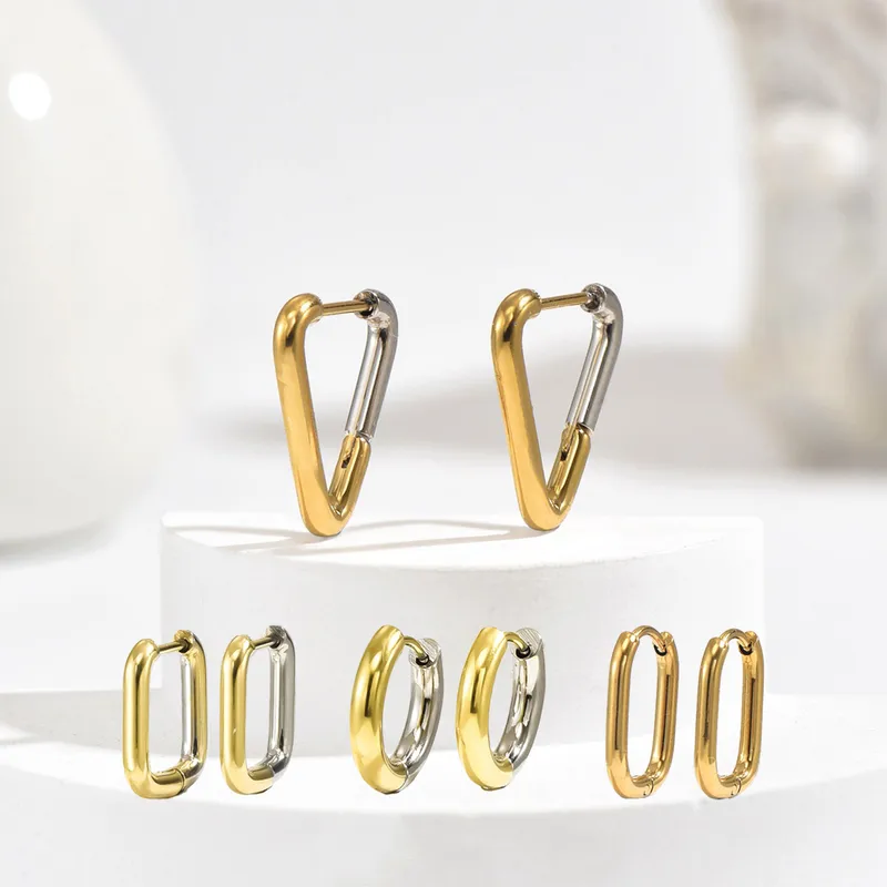 1 Pair Casual Simple Style Geometric Mixed Metal 304 Stainless Steel Earrings