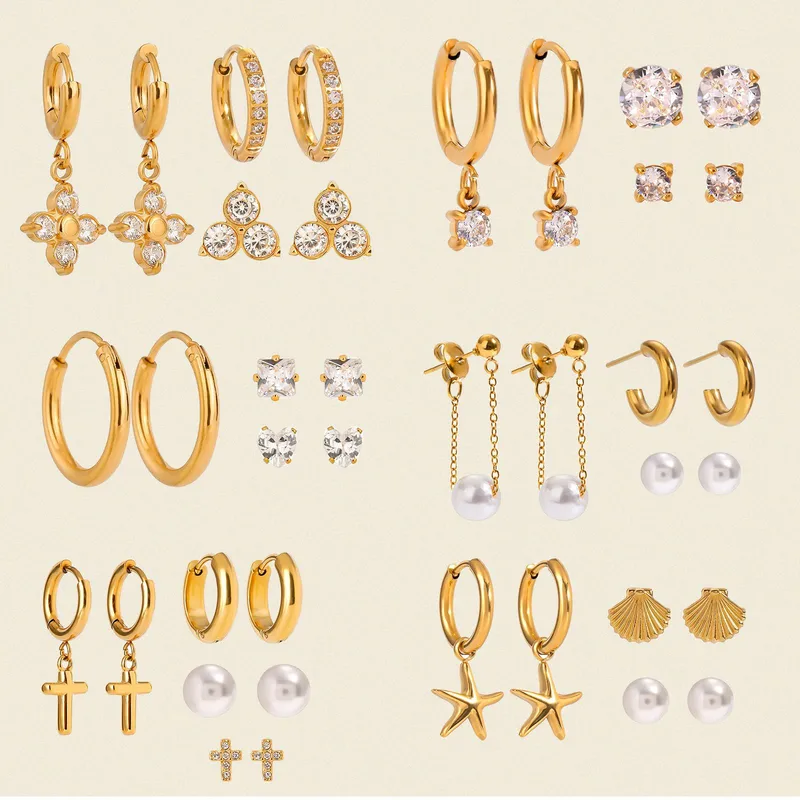 1 Set Simple Style Classic Style Geometric Plating 304 Stainless Steel Drop Earrings Earrings Ear Studs