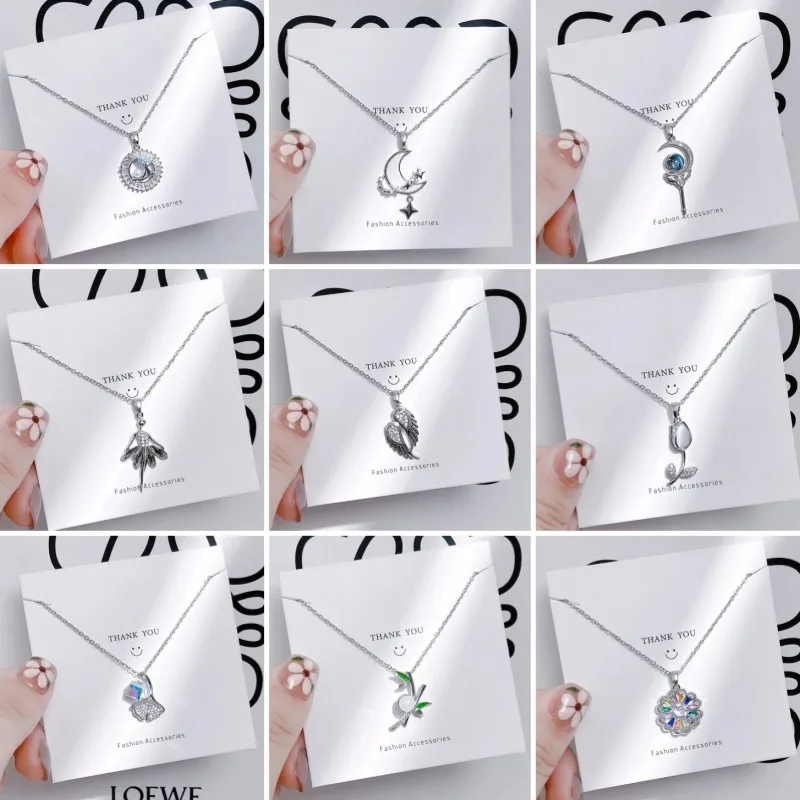 Vacation Simple Style Solid Color Titanium Steel Copper Inlay Zircon Women's Pendant Necklace