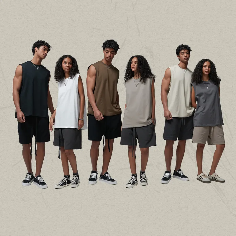 Men's Solid Color Casual Elegant Streetwear Round Neck Sleeveless Loose Men's T-shirt