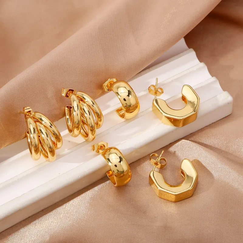 1 Pair Basic Heart Shape Plating Copper Ear Studs