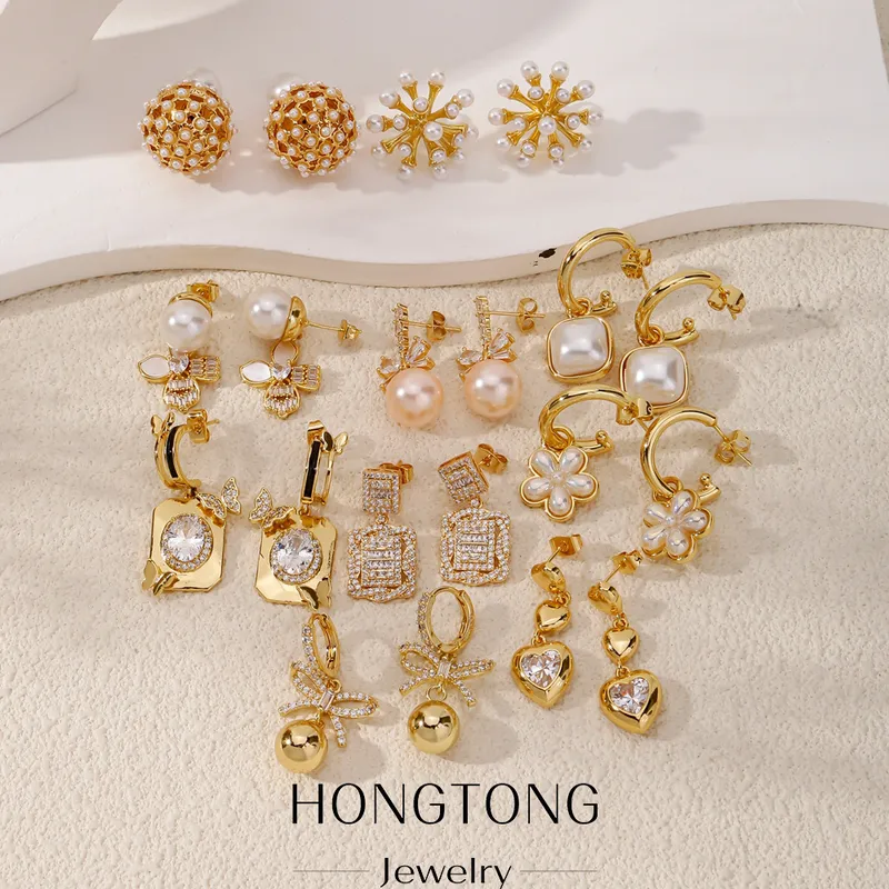 1 Pair Simple Style Commute Geometric Plating Copper Drop Earrings