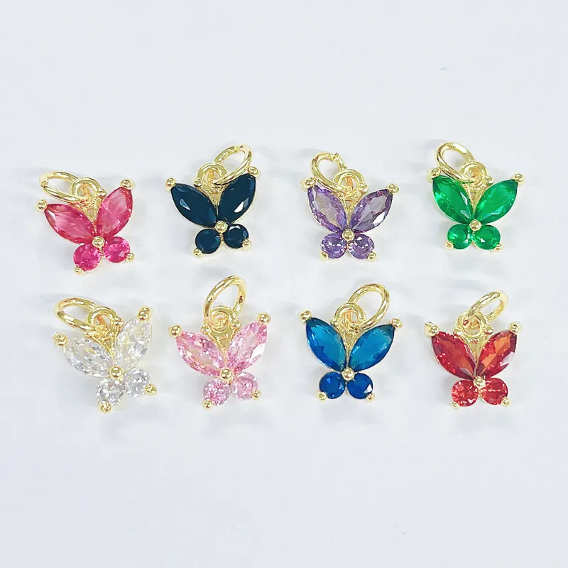 Casual Simple Style Butterfly Copper Polishing Plating Inlay Zircon 18K Gold Plated DIY Jewelry Accessories