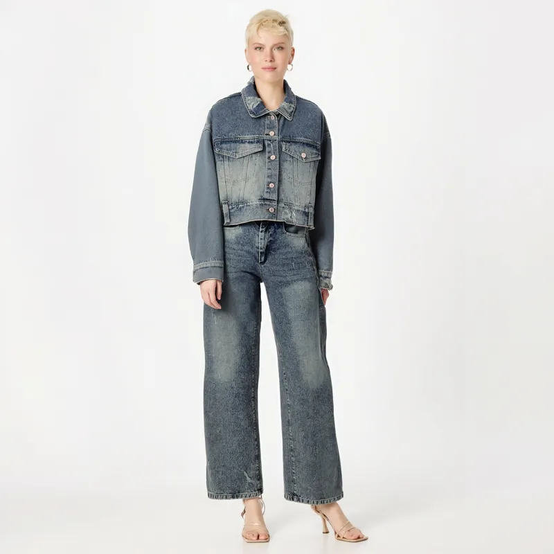 Casual Daily Women's Vintage Style Streetwear Color Block Denim Pants Sets Shorts Sets
