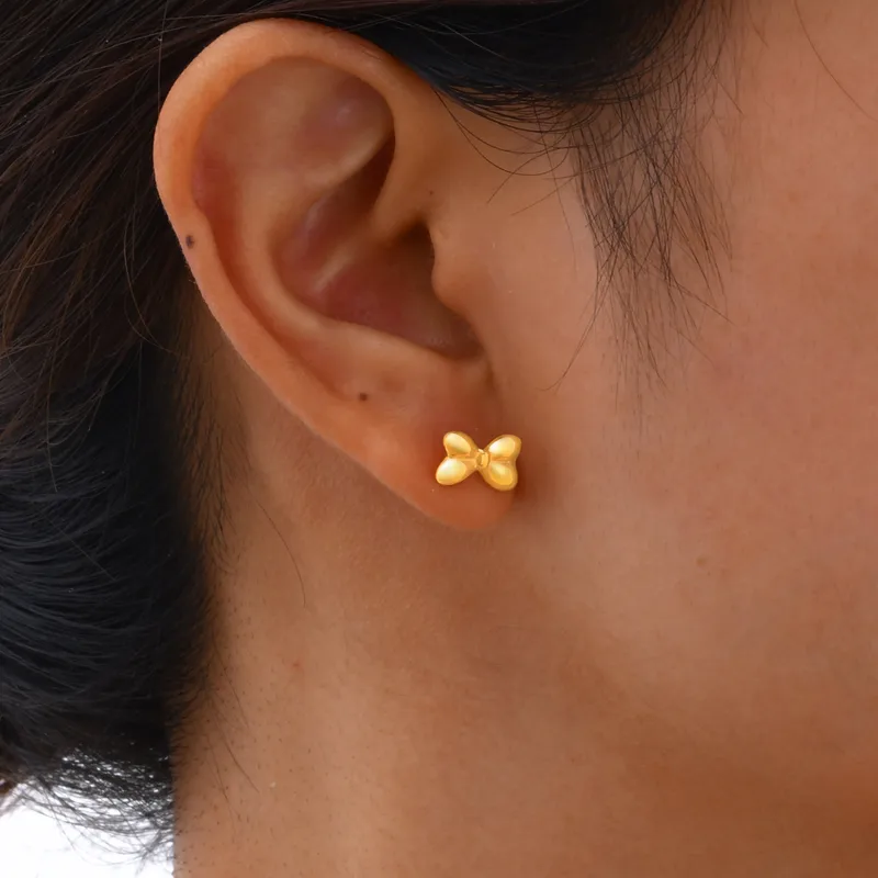 1 Pair Simple Style Bow Knot 201 Stainless Steel Ear Studs