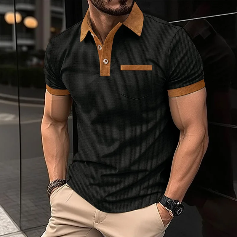 Men's Short Sleeve Men's Polo Shirts Basic Public Contrast Collar