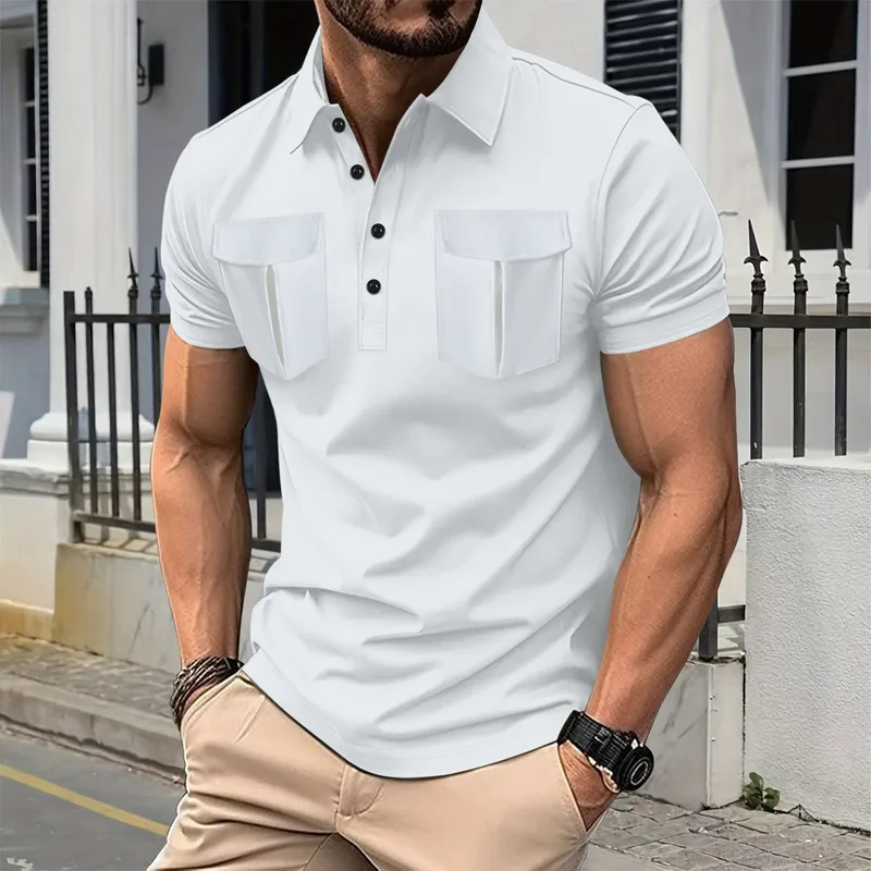 Men's  Short Sleeve Men's Polo Shirts Casual Solid Color