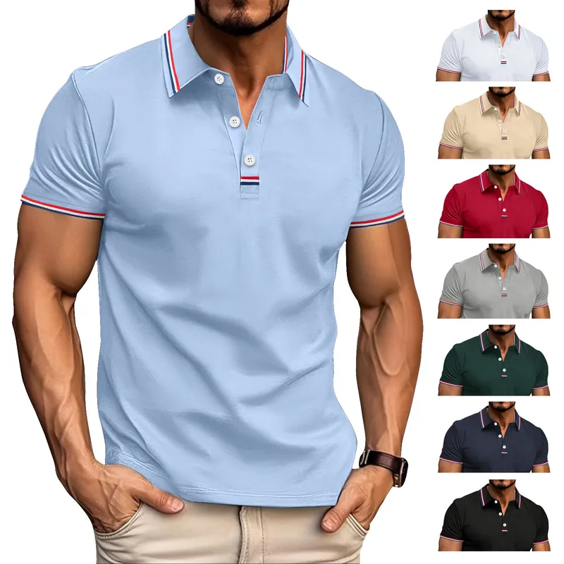 Men's Short Sleeve Men's Polo Shirts Basic Public Contrast Collar