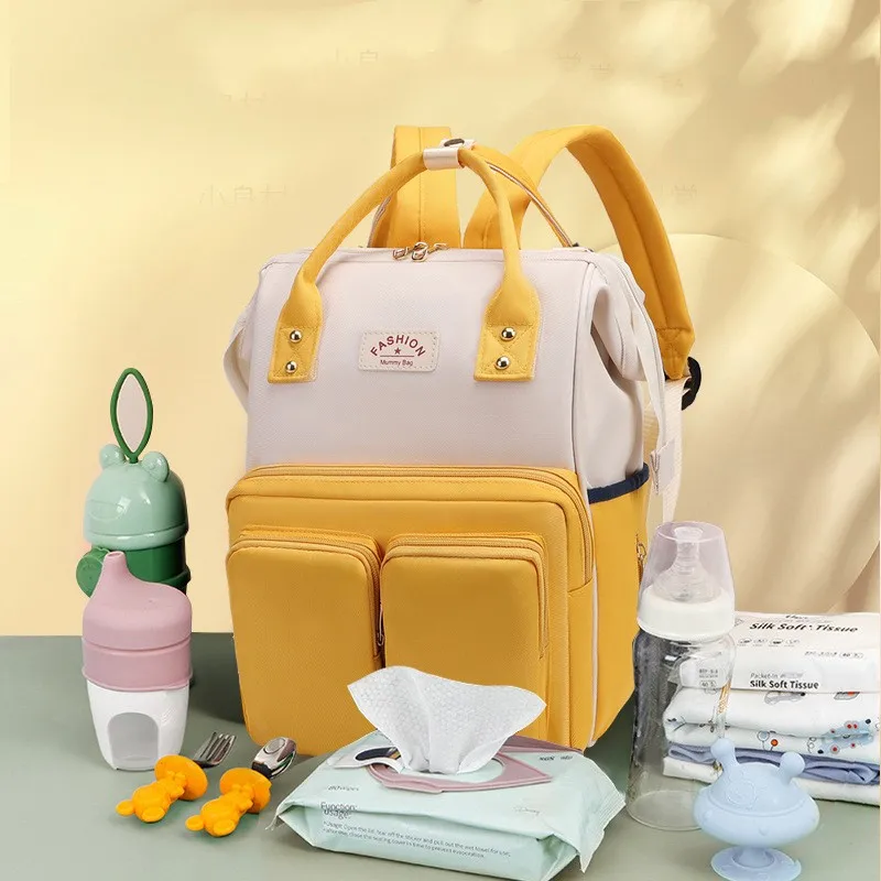 Waterproof Color Block Daily Diaper Backpack
