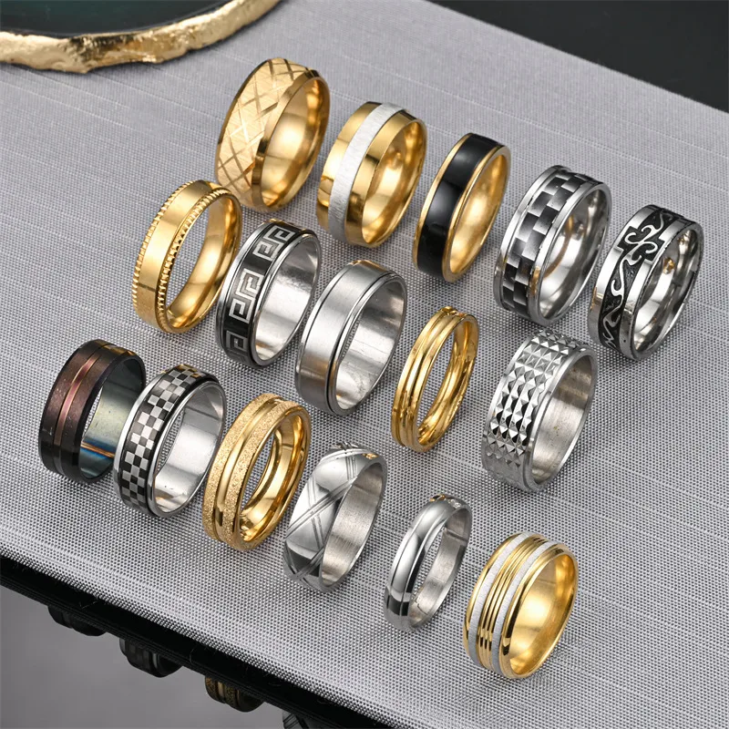 Simple Style Waves 304 Stainless Steel Plating Unisex Rings Anxiety Ring