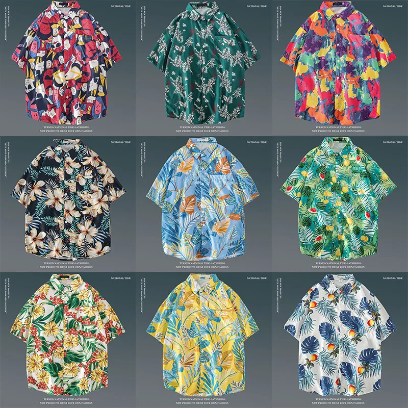 Japanese - Inspired Retro Hawaiian Floral Shirt For Men & Women, Loose Fit Short Sleeve Beach Shirt, Vintage Casual Couple Style