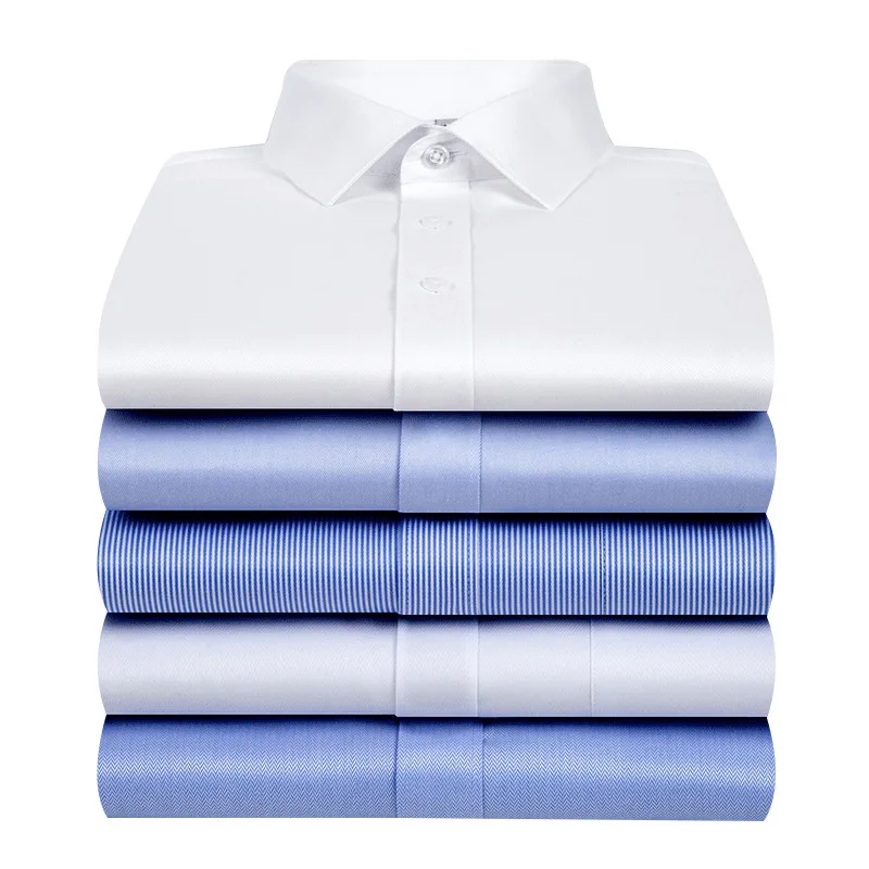 Men's Long Sleeve 100% Cotton Non-Iron Dress Shirt, Premium Business Wrinkle-Resistant Big & Tall