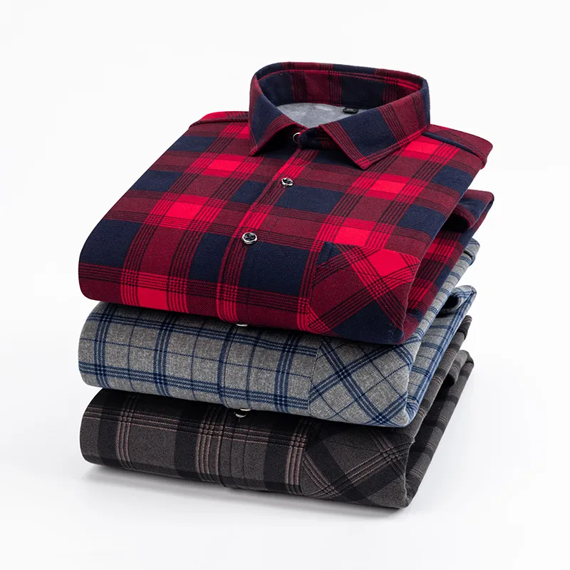 Winter Plaid Flannel Shirt For Men - Thermal - Lined Fleece Long Sleeve, Midweight Warmth, Casual Dad Style