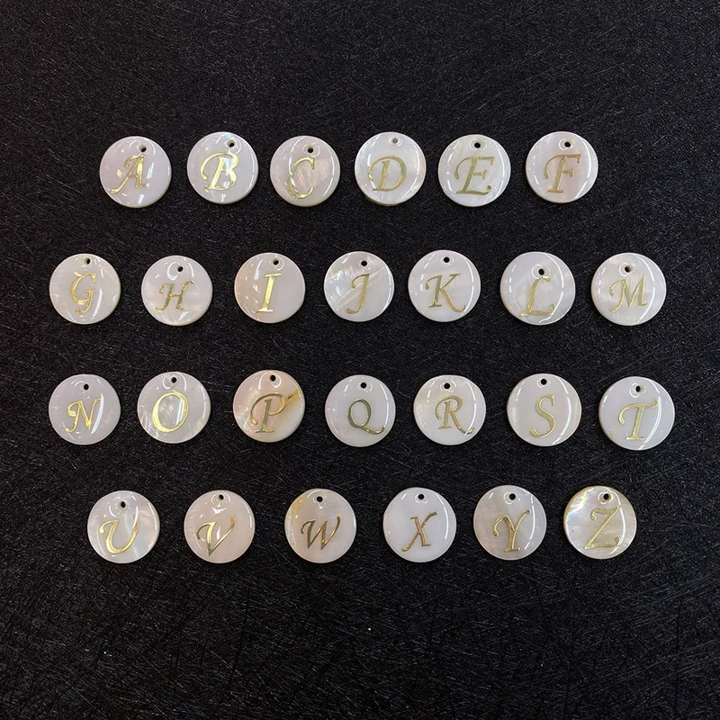 1 Piece 15mm Shell Letter Pendant DIY Jewelry Accessories