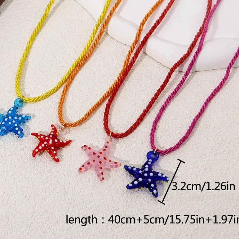 Simple Style Starfish Glass Women's Pendant Necklace