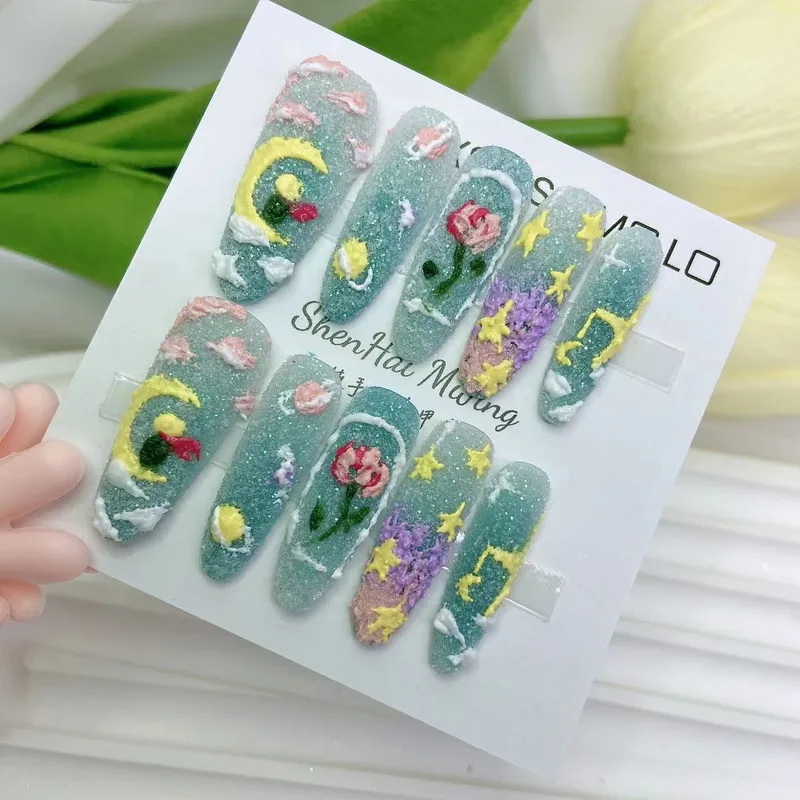 Sweet Star Moon Flower Plastic Press-on Nails