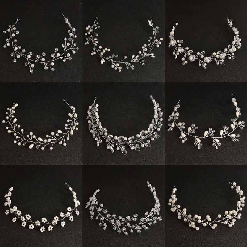 Women's Elegant Bridal Leaf Alloy Rhinestones Hair Band Flexible Chain