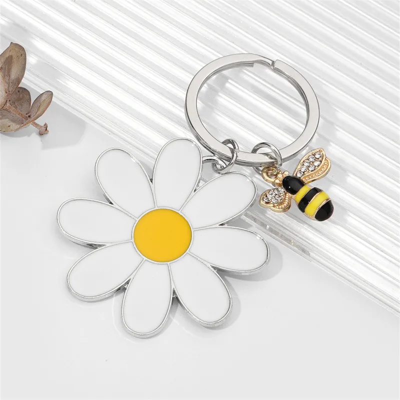 Simple Style Flower Bee Metal Unisex Keychain