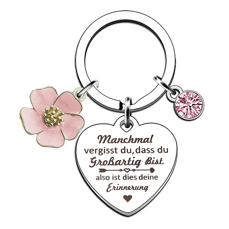 Simple Style Heart Shape Flower 201 Stainless Steel Alloy Inlay Rhinestones Unisex Bag Pendant Keychain