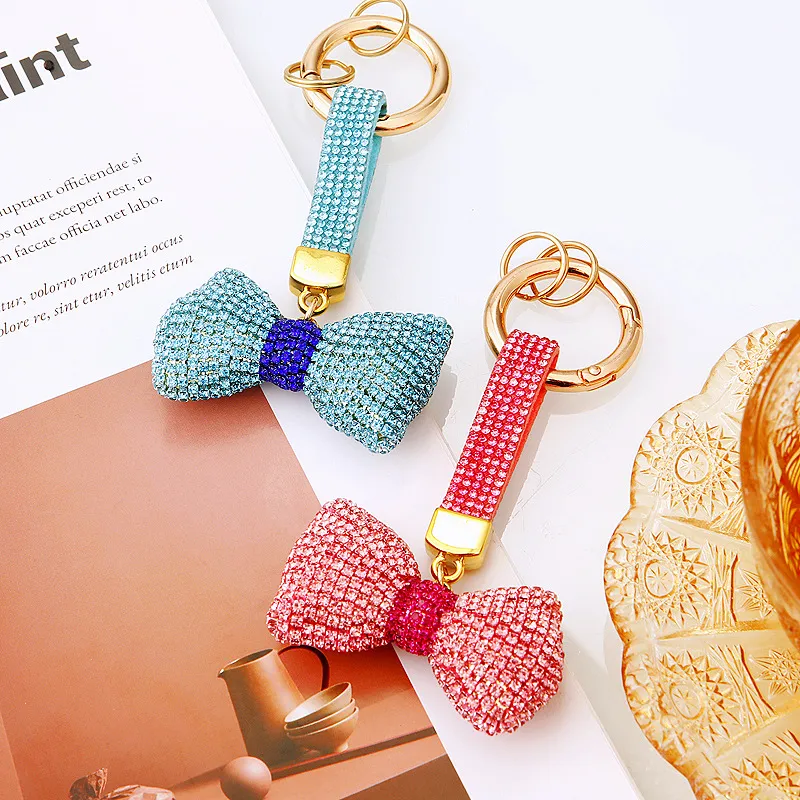 Cute Bow Knot Metal Zircon Unisex Keychain