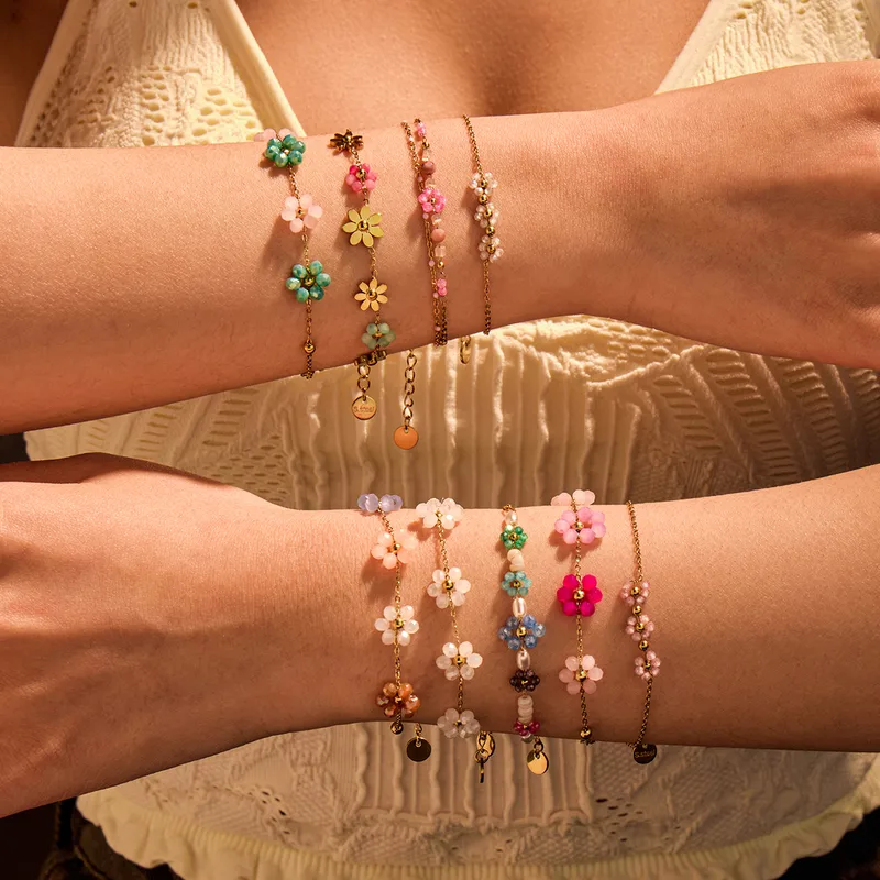 Bohemian Flower 304 Stainless Steel Women's Bracelets