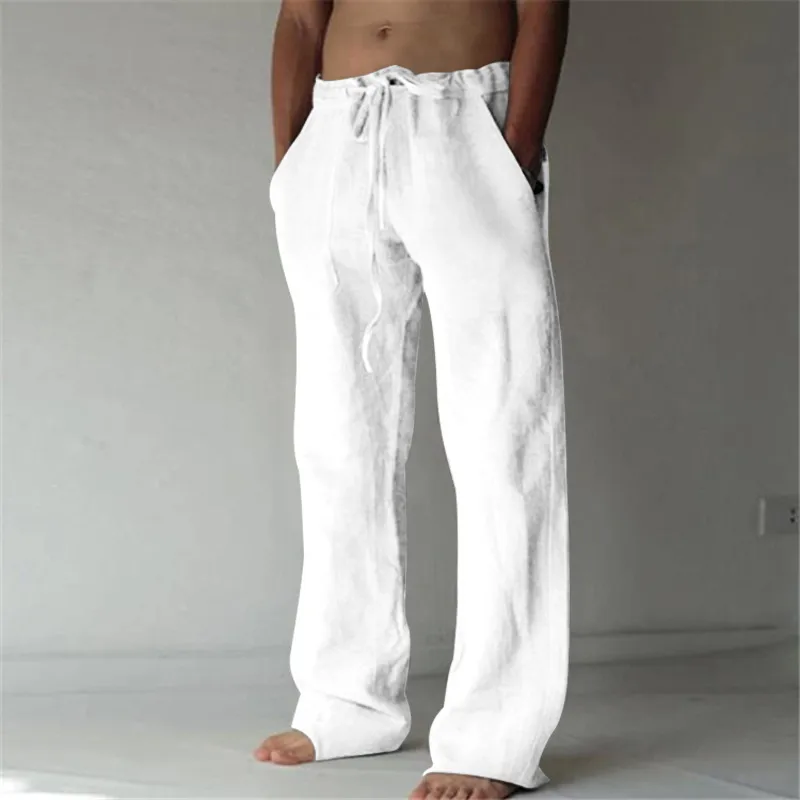 Men's Casual Solid Color Linen Pants - Lightweight Breathable Thin Summer Trousers With Comfortable Fit