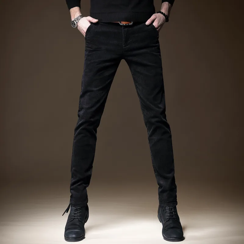 Premium Autumn Corduroy Trousers For Men, Slim Fit Straight Leg Business Casual Office Pants