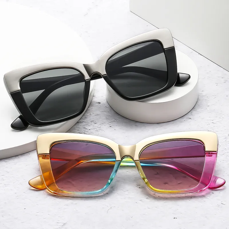 Casual Color Block Ac Square Full Frame Glasses