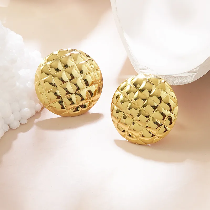 1 Pair Cute Sweet Round 304 Stainless Steel Imitation Gold  Earrings