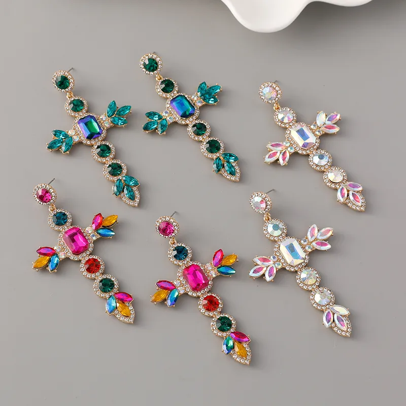 1 Pair Simple Style Classic Style Cross Zinc Alloy Drop Earrings