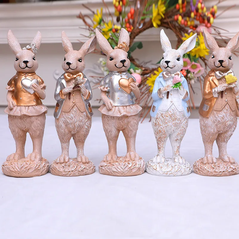 1 Piece Rabbit Heart Shape Family Gathering Festival Easter Resin Cute