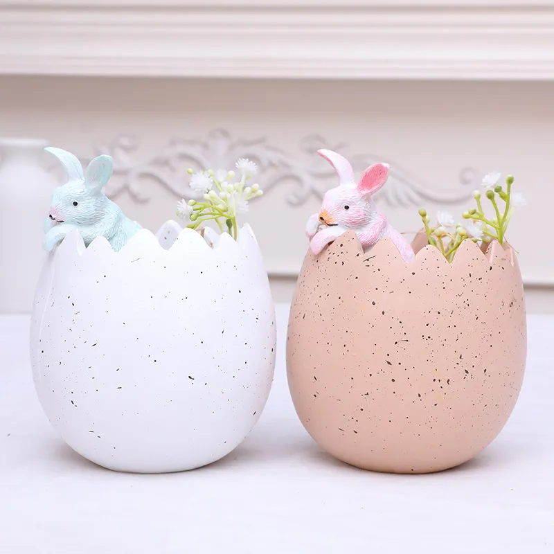 1 Piece Rabbit Egg Shell Home Festival Easter Resin Cartoon Style Cute