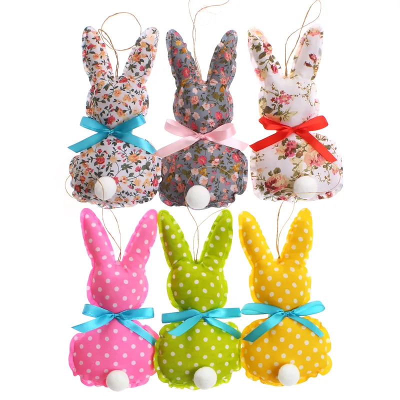 Cute Rabbit Ditsy Floral Polka Dots Cloth Pendant Artificial Decorations