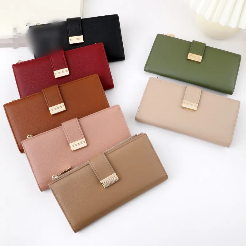 Women's Solid Color Pu Magnetic Buckle